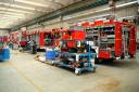 Industriefotografie: Produktionshalle für Einsatzfahrzeuge der Feuerwehr von BAI in Brescia